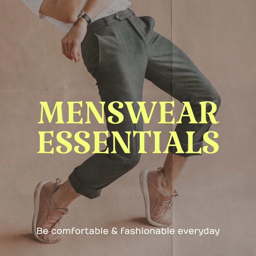 Men's wear essentials Instagram post template, editable text