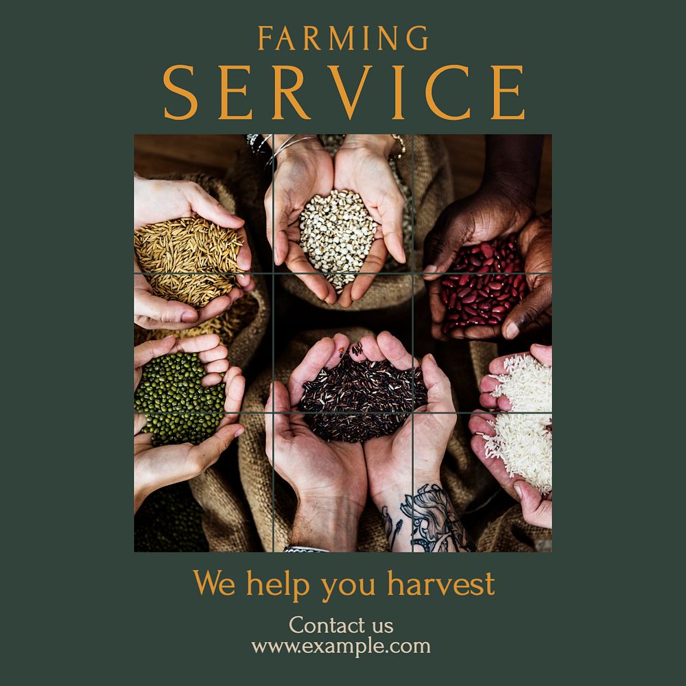 Farming service Instagram post template, editable design