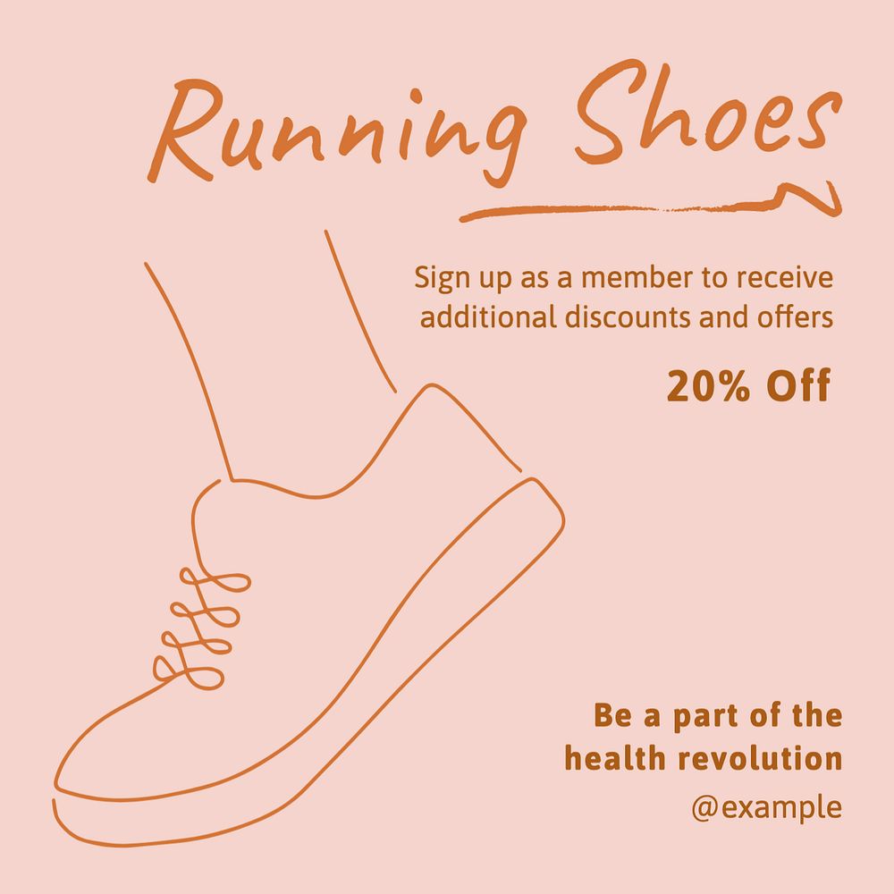 Running shoes sale Instagram post template, editable text