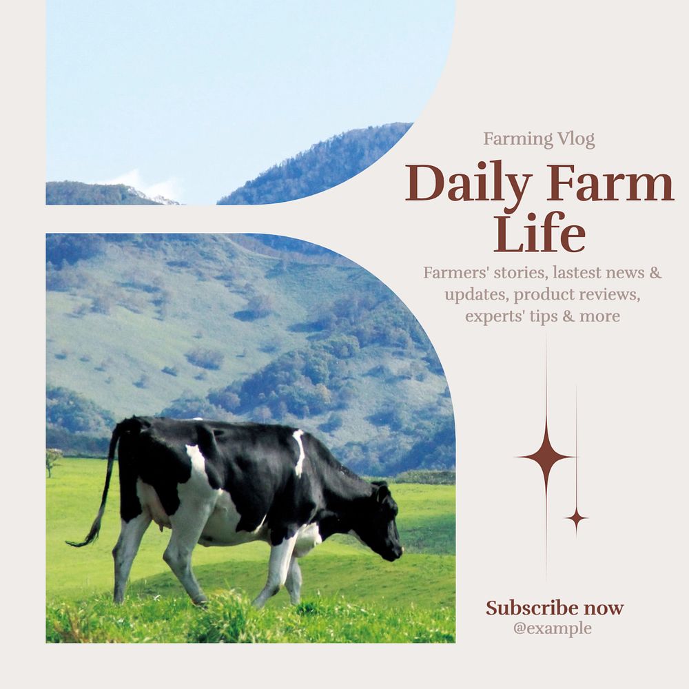 Farming vlog Instagram post template, editable design