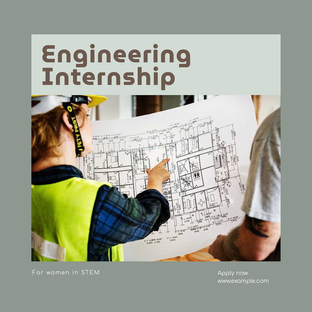 Engineering intership Instagram post template, editable text