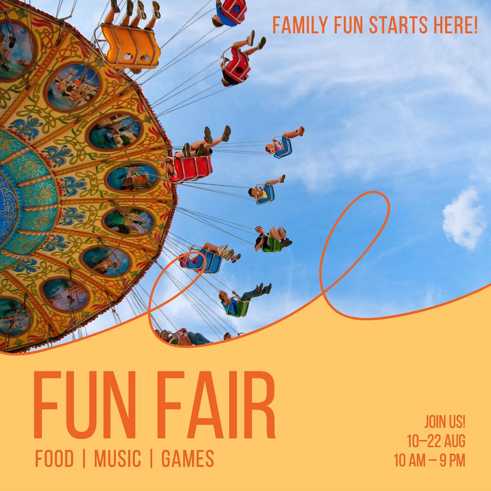 Fun fair Instagram post template, editable text