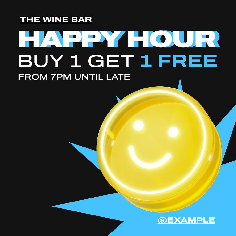 Happy hour Instagram post template, editable text