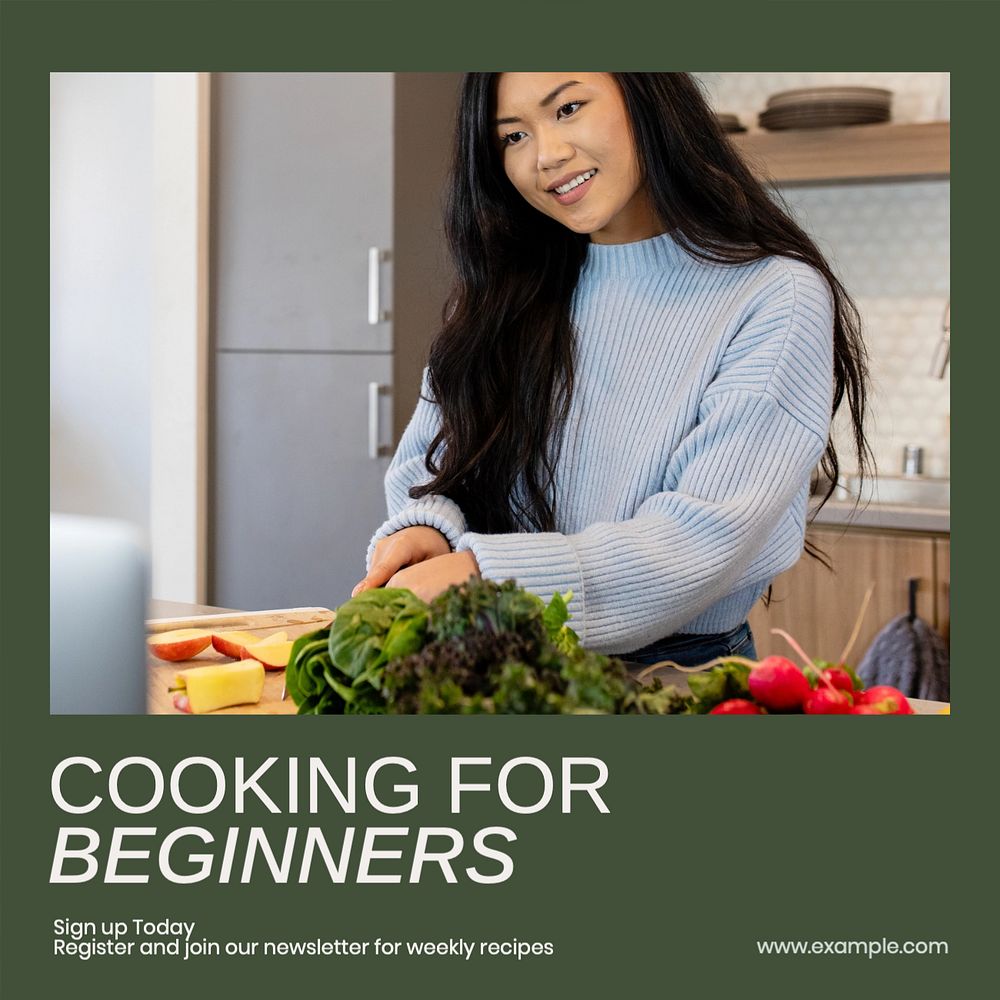 Cooking for beginners  Instagram post template, editable text