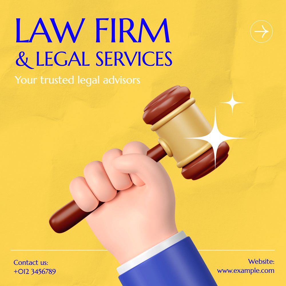 Law firm Instagram post template, editable text