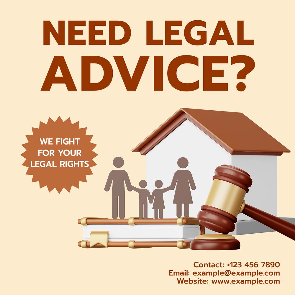 Legal advice Instagram post template, editable text