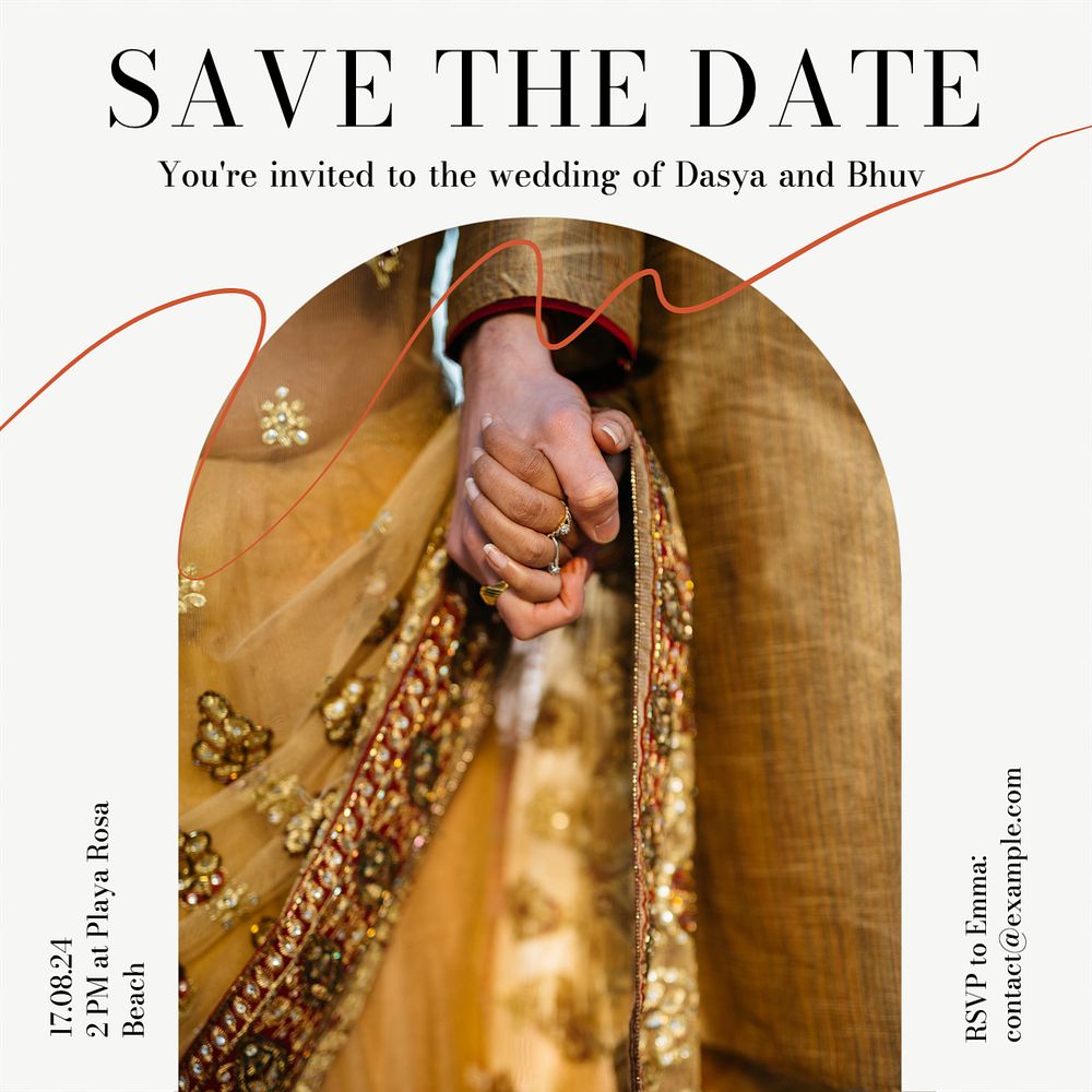 Save the date Instagram post template, editable text