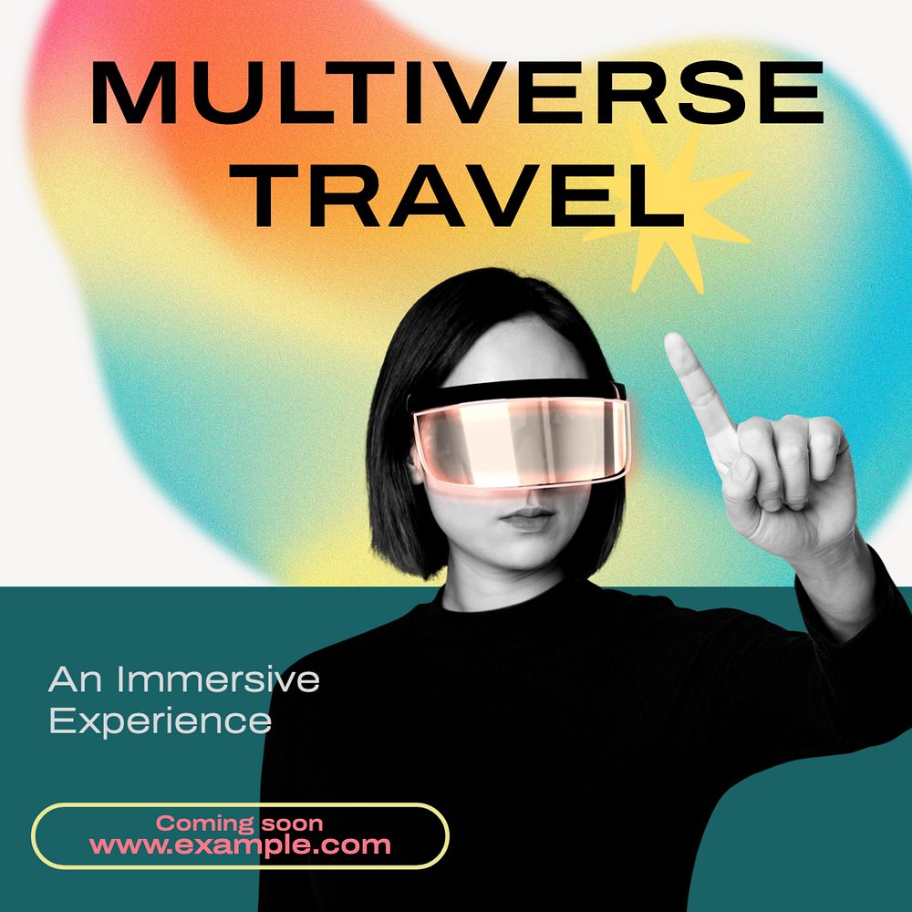 Multiverse travel Instagram post template, editable text