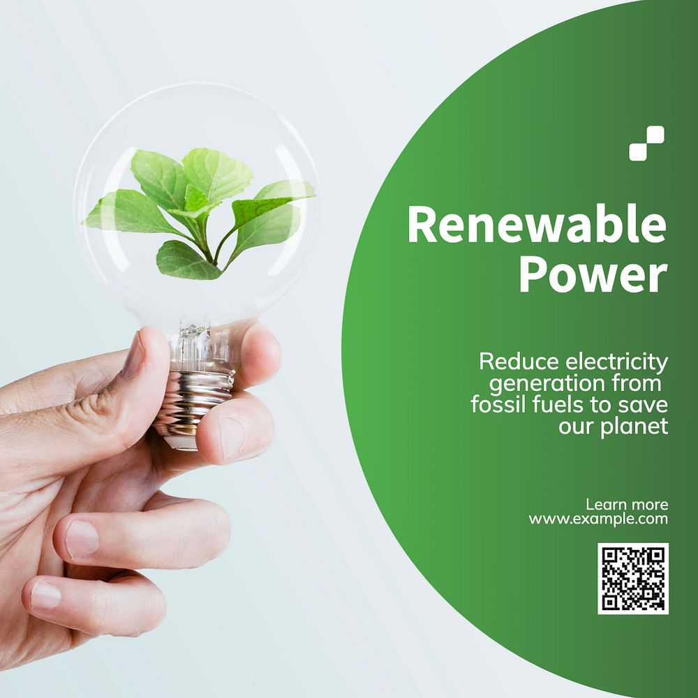 Renewable power Instagram post template, editable text