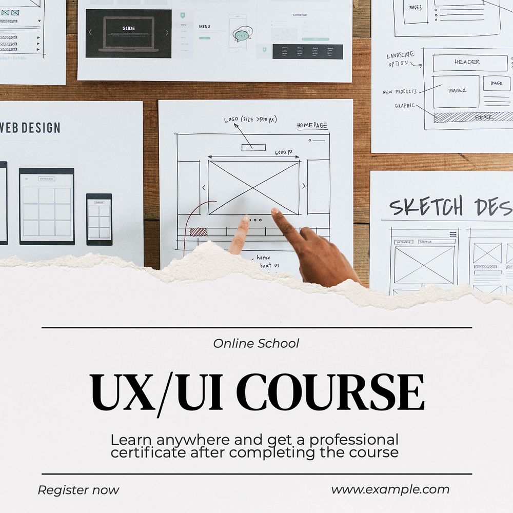 UX/UI course Instagram post template, editable text