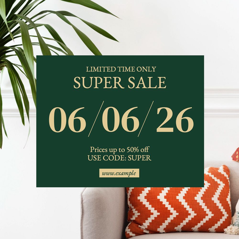 Super sale Instagram post template, editable text