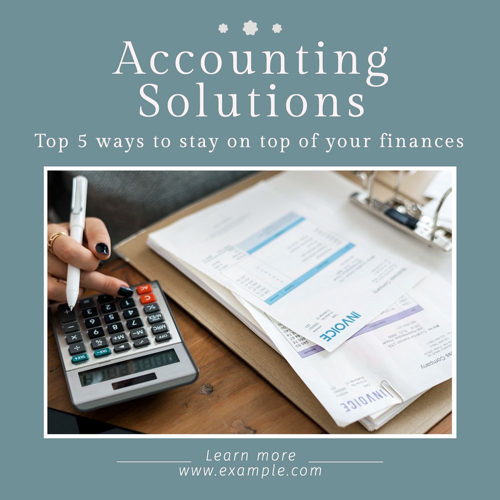 Accounting solutions Instagram post template, editable text