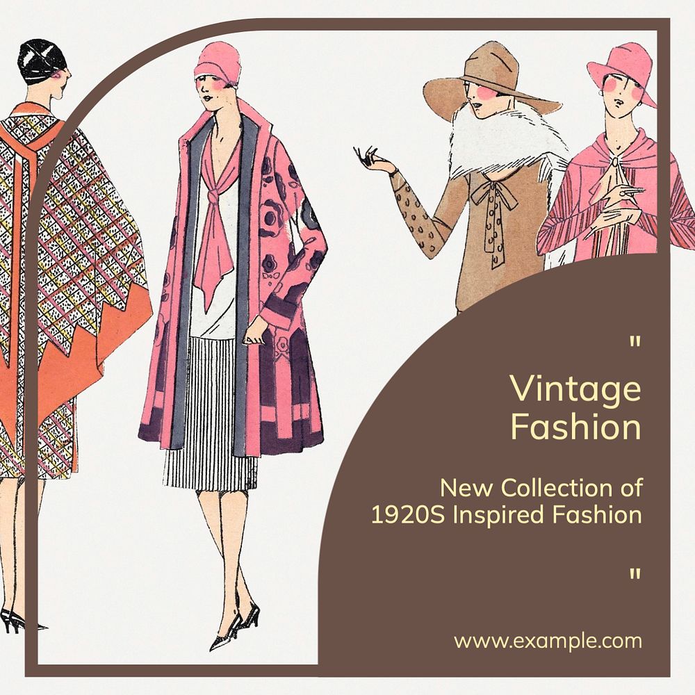 Vintage fashion Instagram post template, editable text