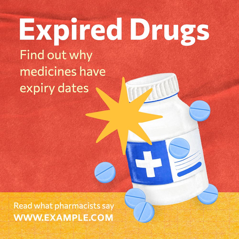 Drug expiry Instagram post template, editable text