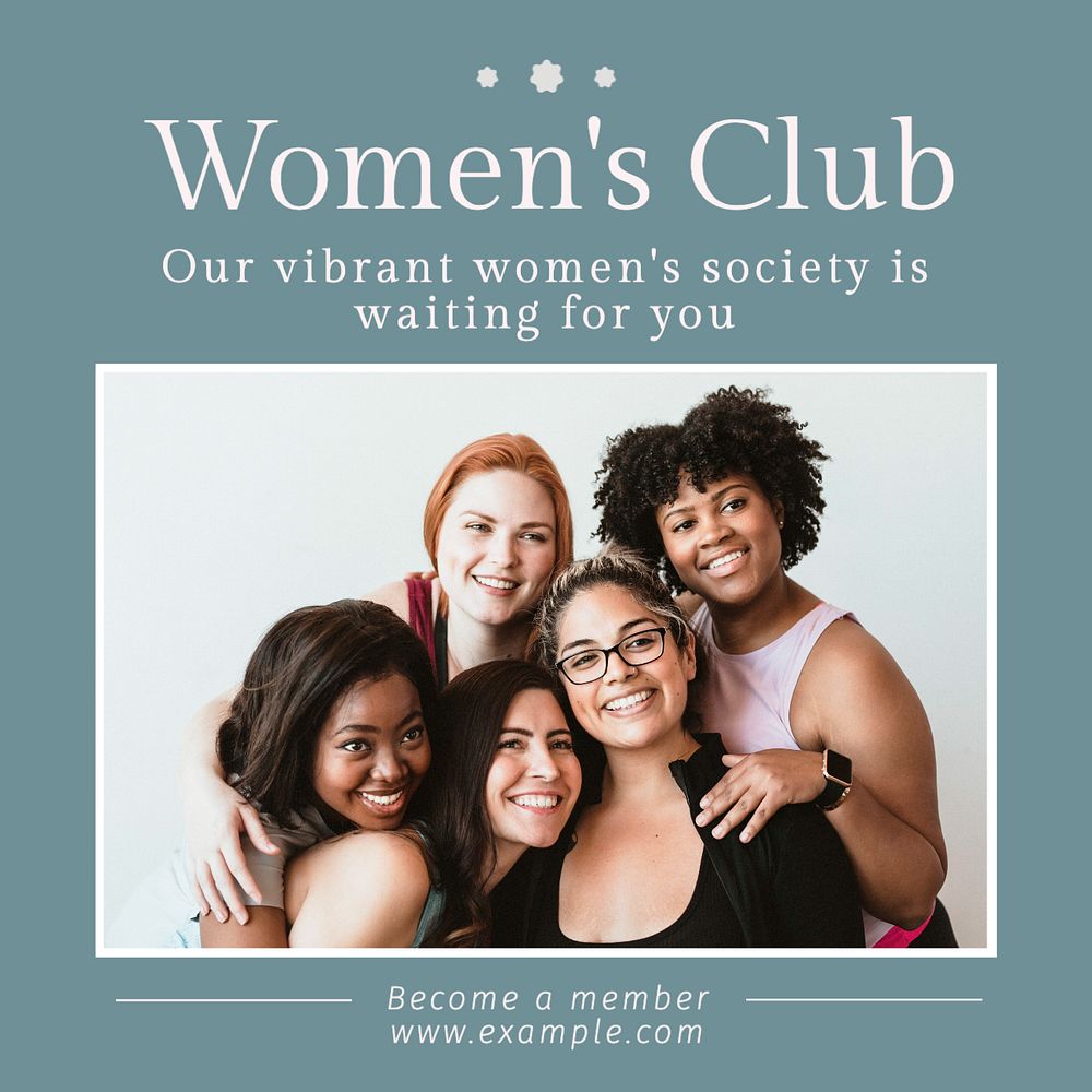 Women's club Instagram post template, editable text