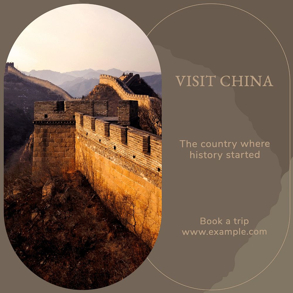 Visit China Instagram post template, editable text