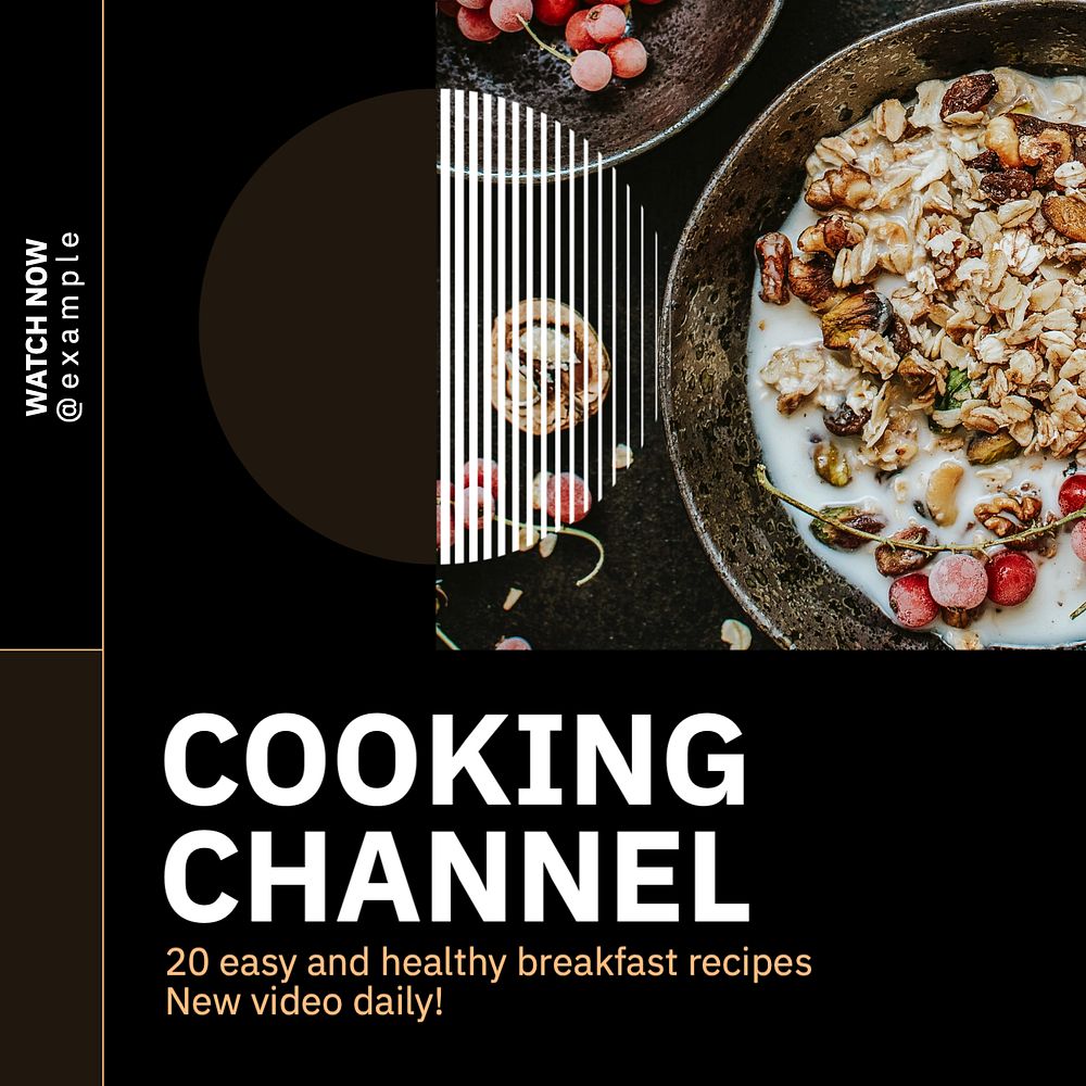 Cooking channel Instagram post template, editable text