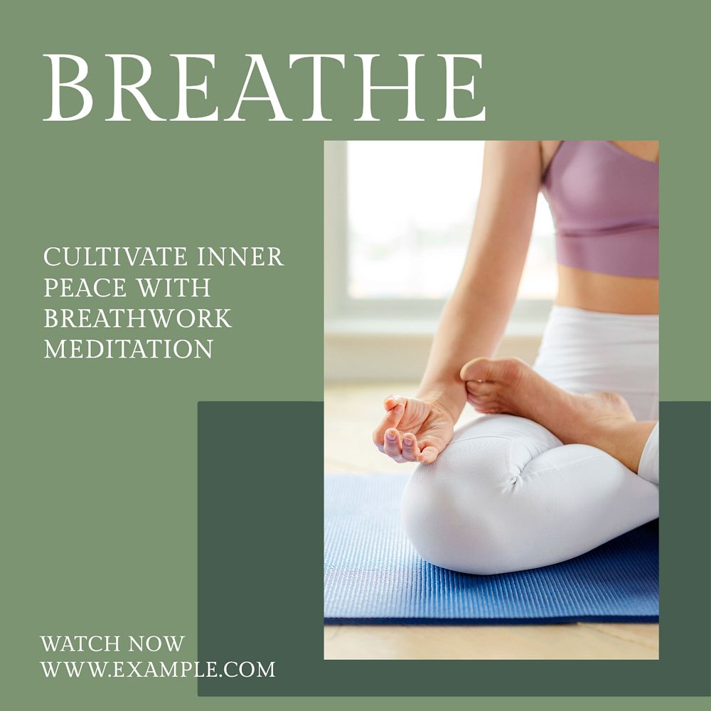 Breathing meditation Instagram post template, editable text