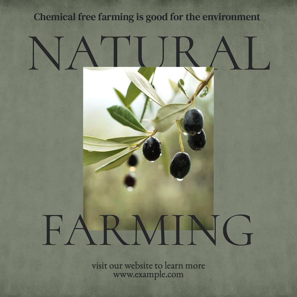 Natural farming Instagram post template, editable text