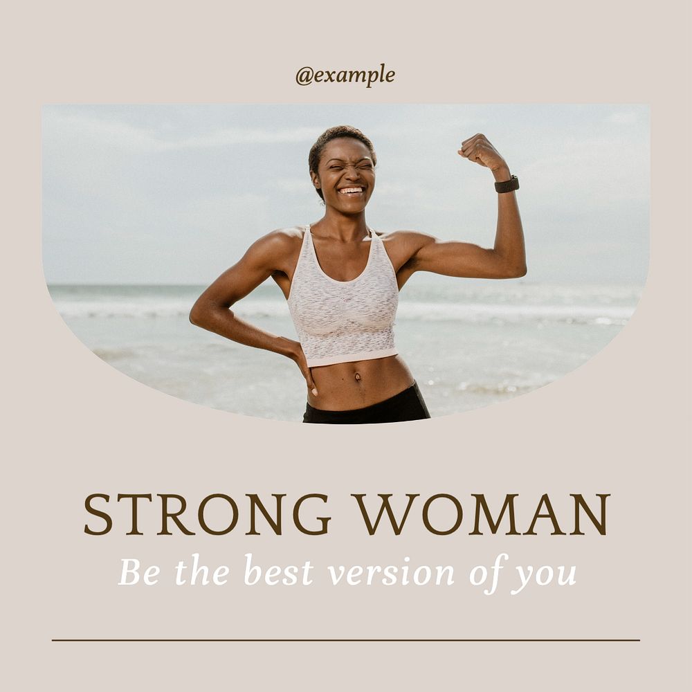 Strong woman Instagram post template, editable text