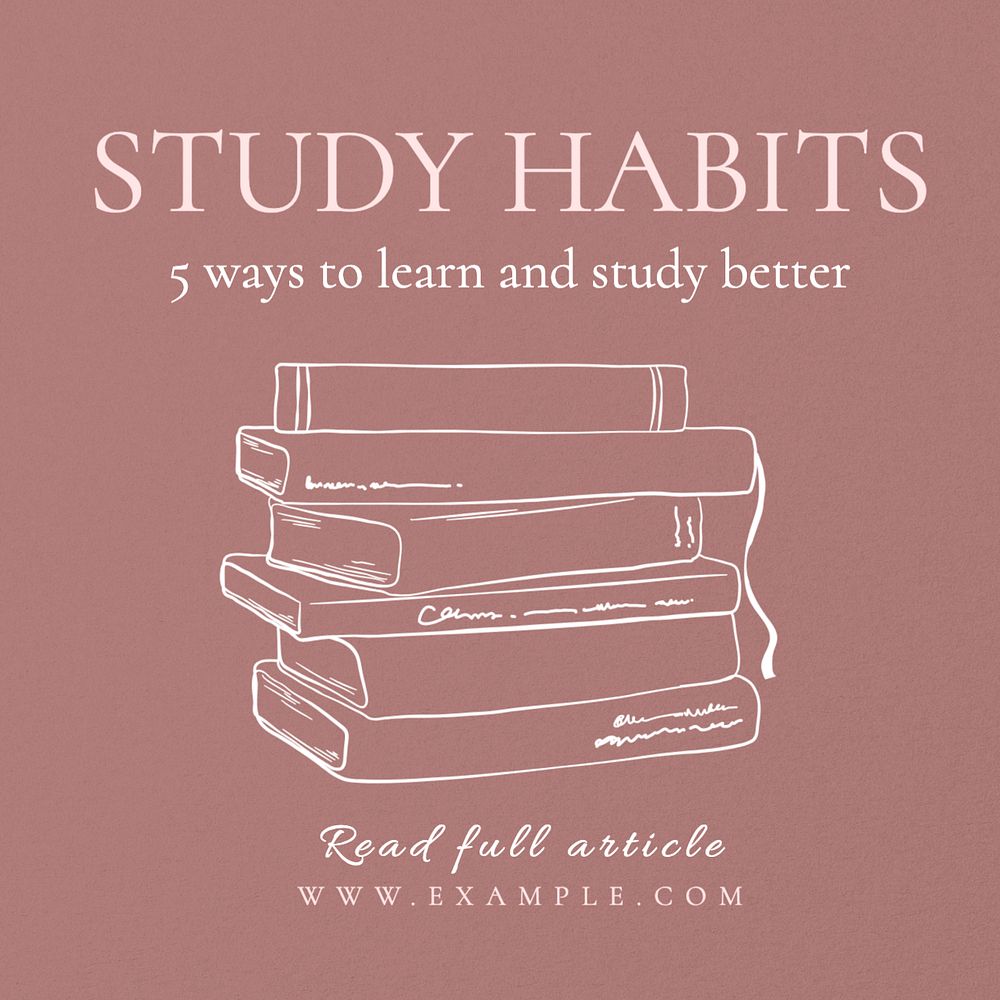 Study habits Instagram post template, editable text