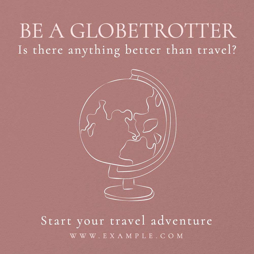 Travel adventure Instagram post template, editable text