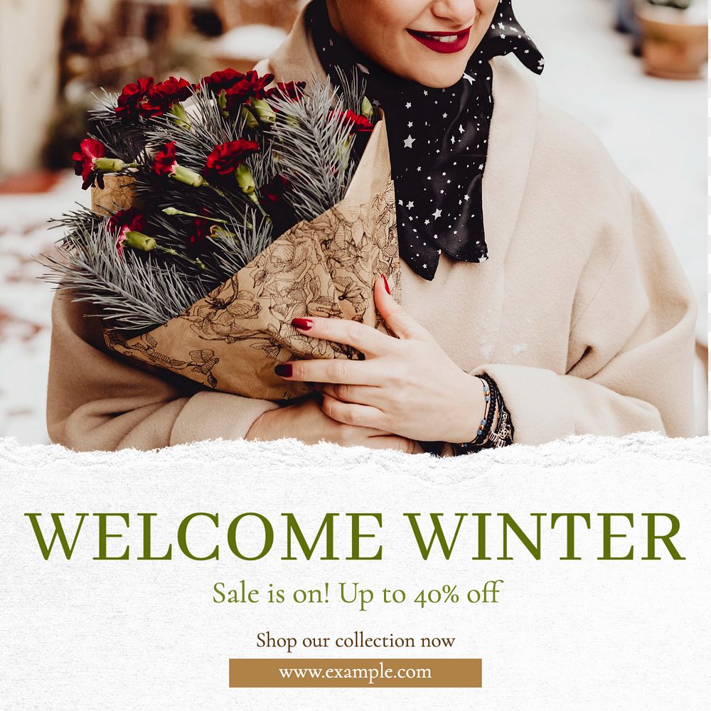 Welcome winter sale Instagram post template, editable text