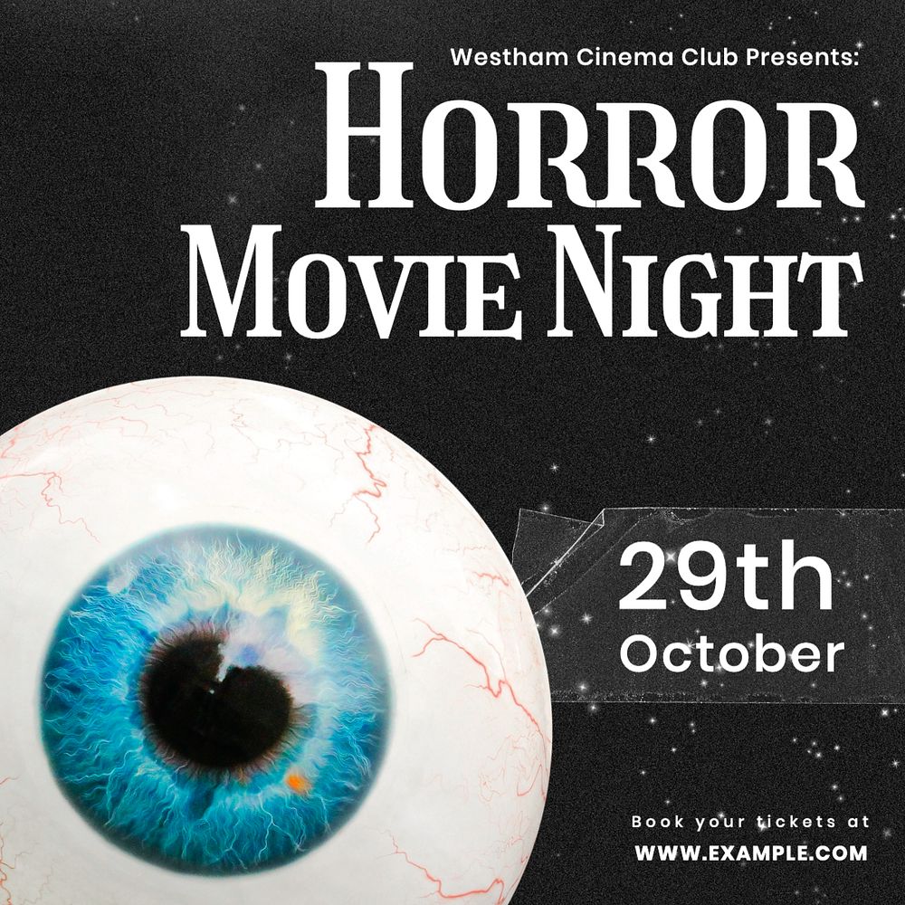 Horror movie night Instagram post template, editable text