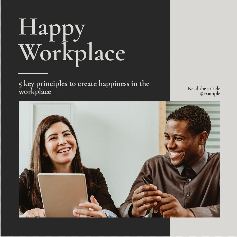 Happy workplace Instagram post template, editable text