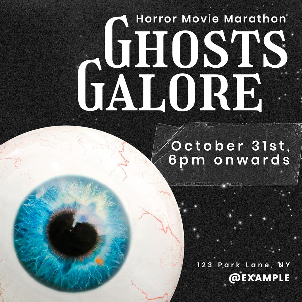 Horror movie marathon Instagram post template, editable text