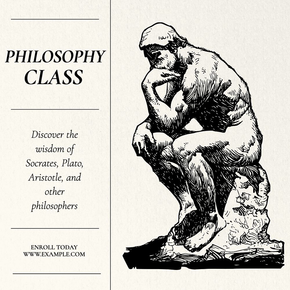 Philosophy class Instagram post template, editable text