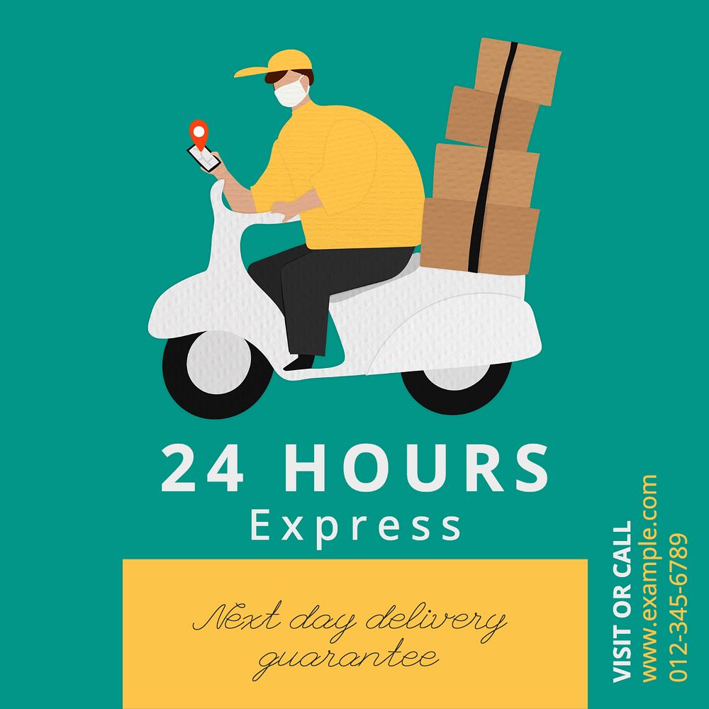 Express delivery Instagram post template, editable text