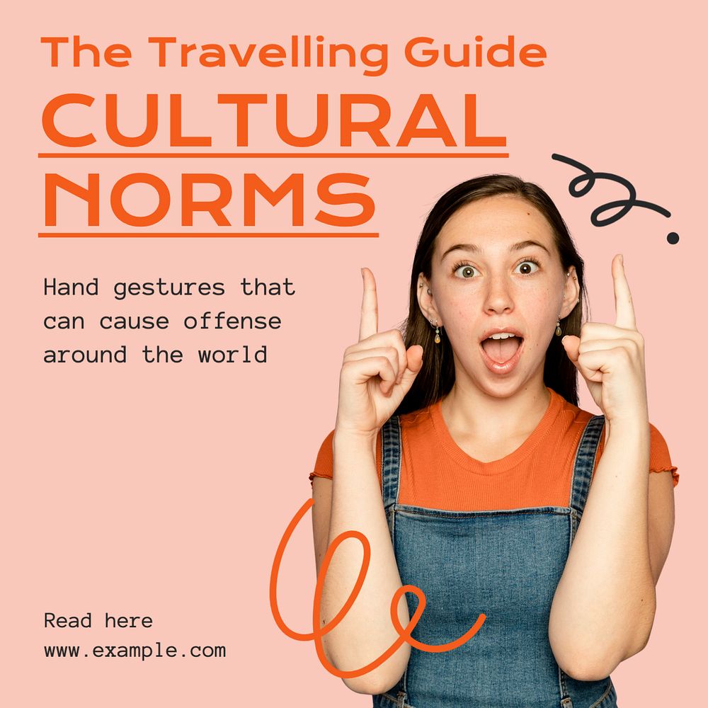 Cultural norms Instagram post template, editable text