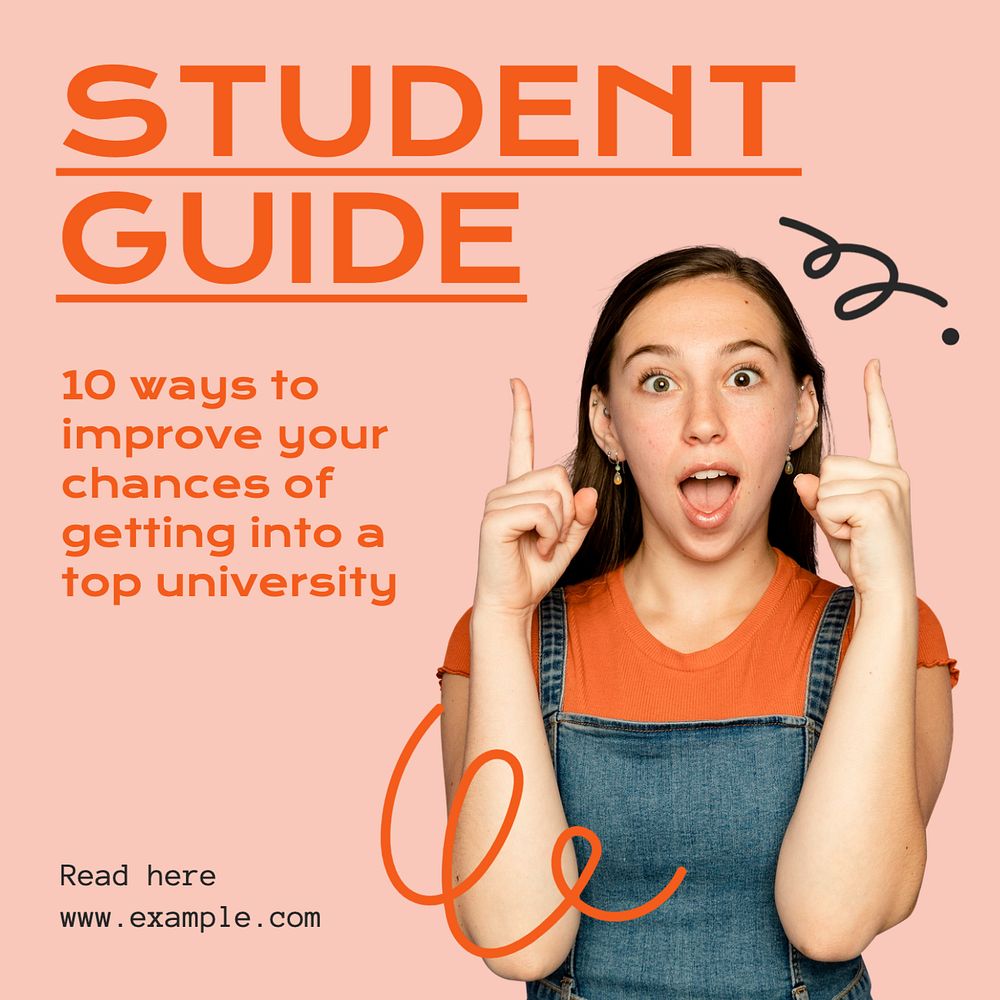 Student guide Instagram post template, editable text