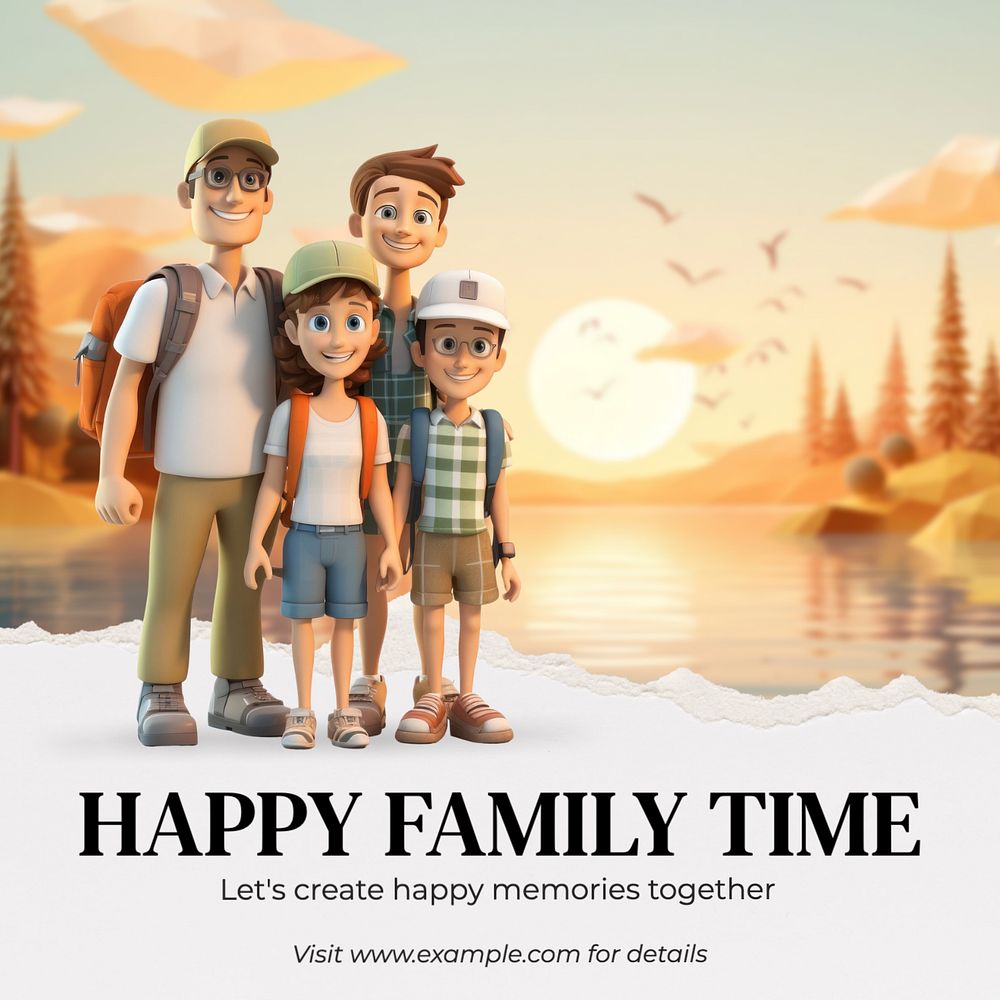 Happy family time Instagram post template, editable text