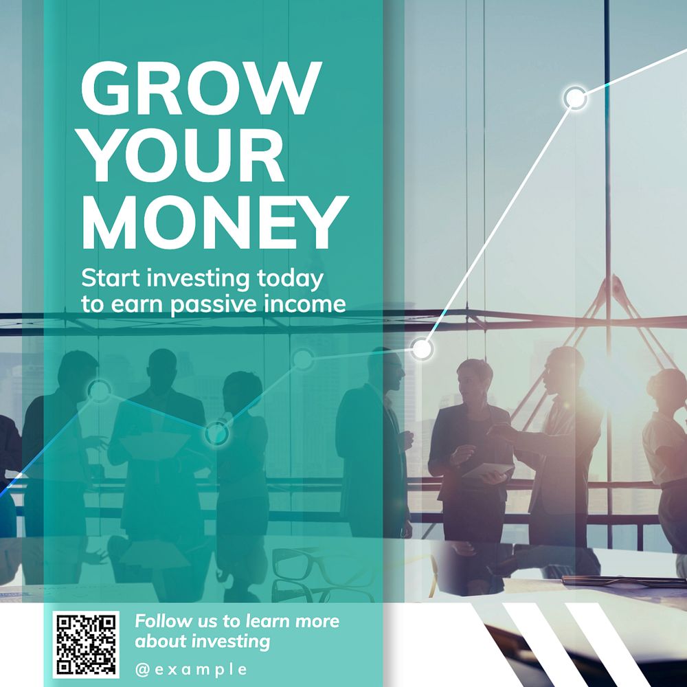 Grow your money Instagram post template, editable text