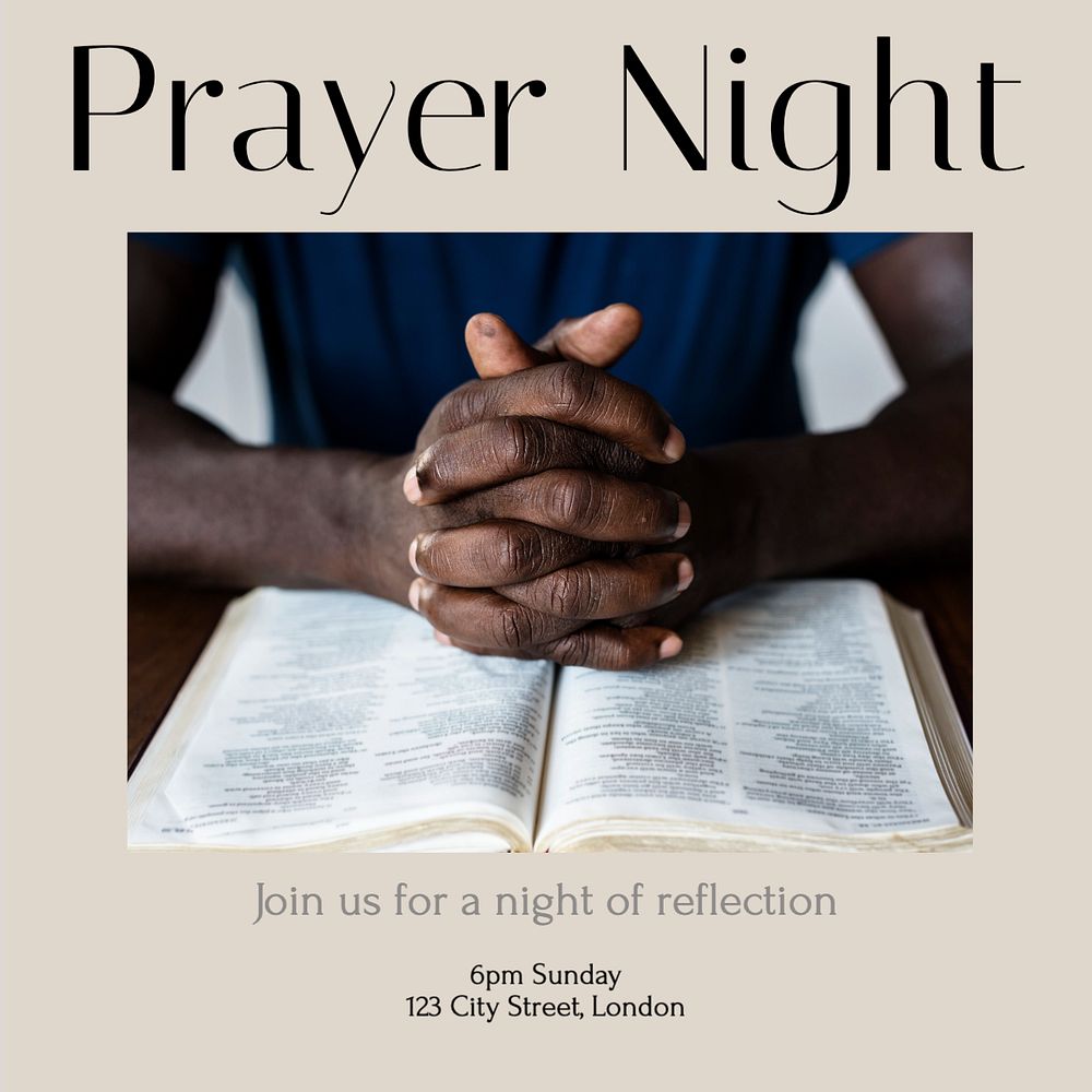 Prayer night Instagram post template, editable design