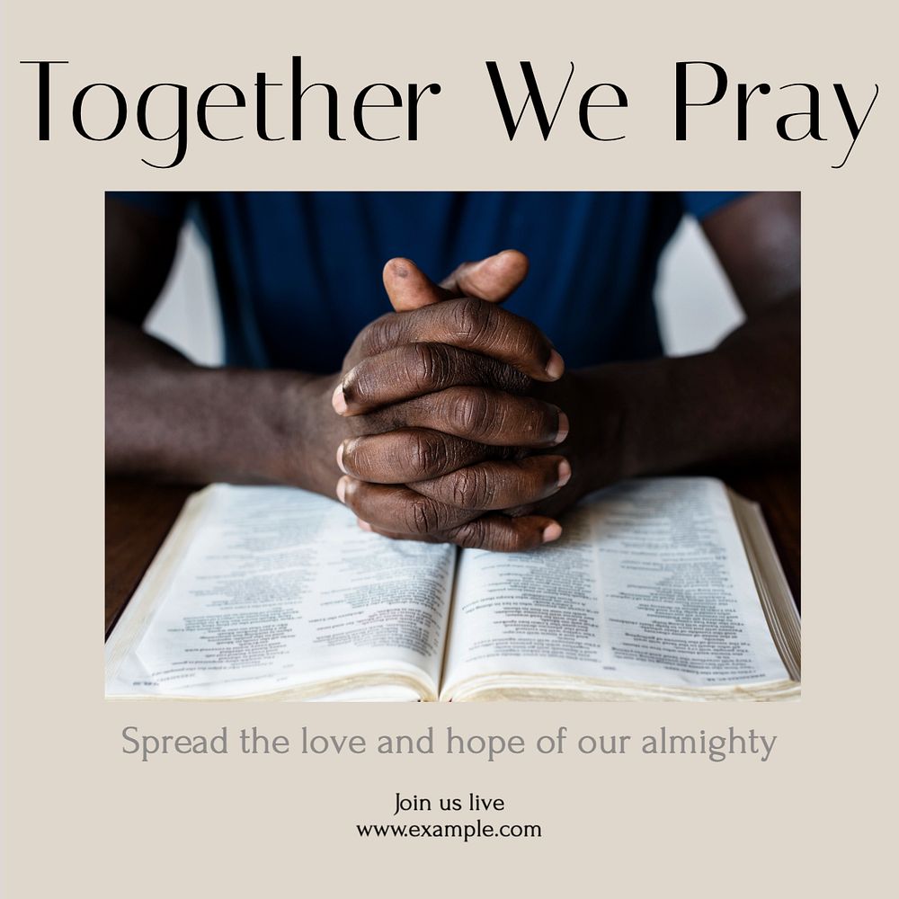 Together we pray Instagram post template, editable design