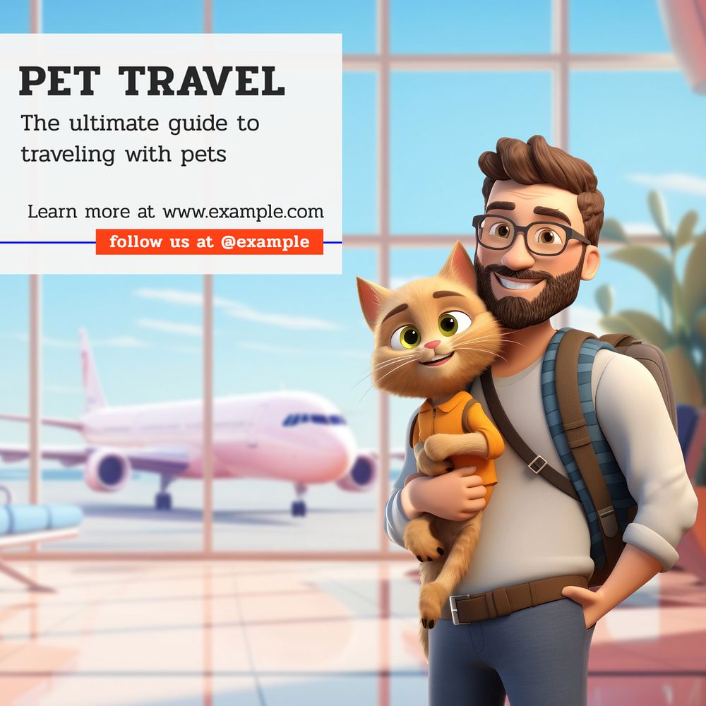 Pet travel Instagram post template, editable text