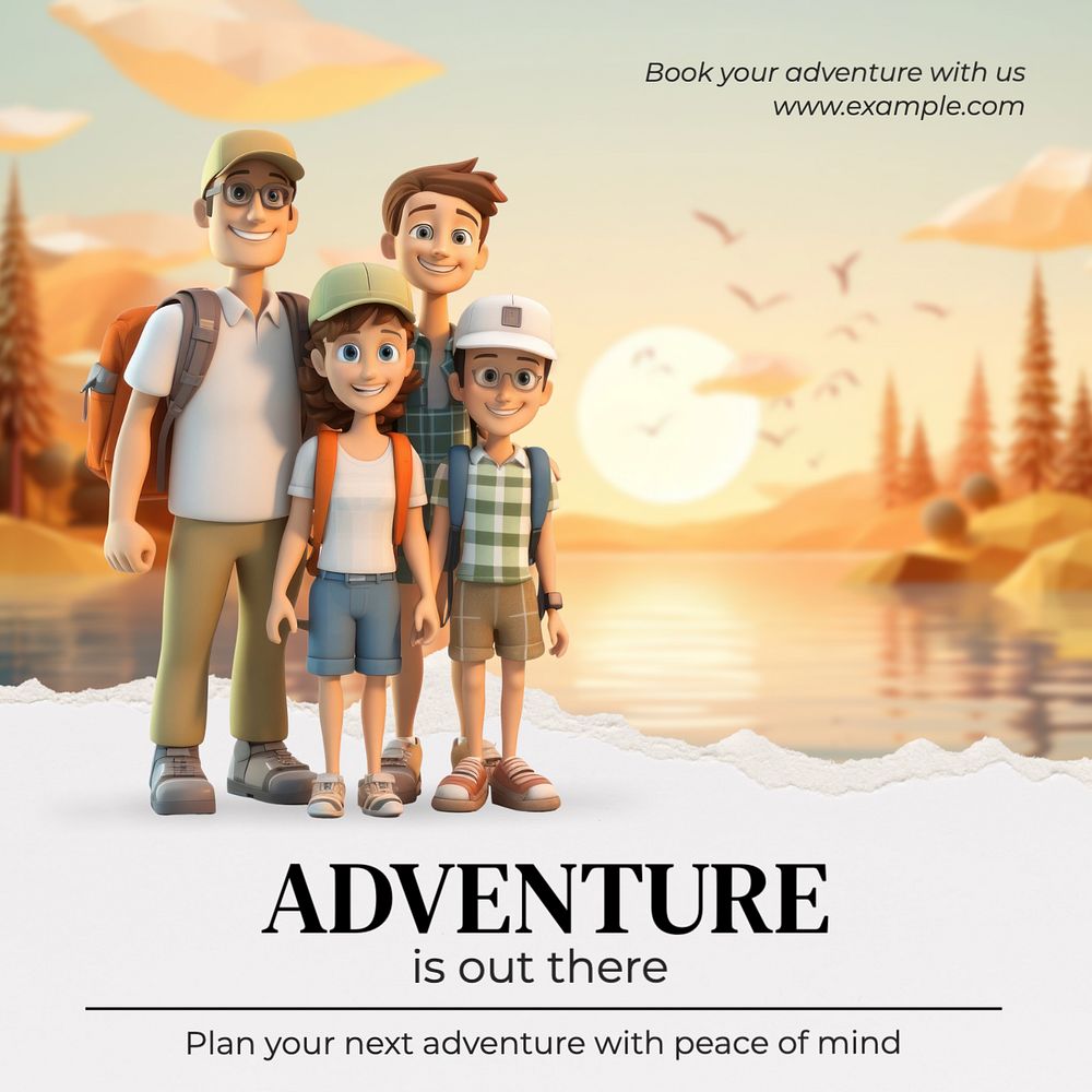 Adventure is out there Instagram post template, editable text