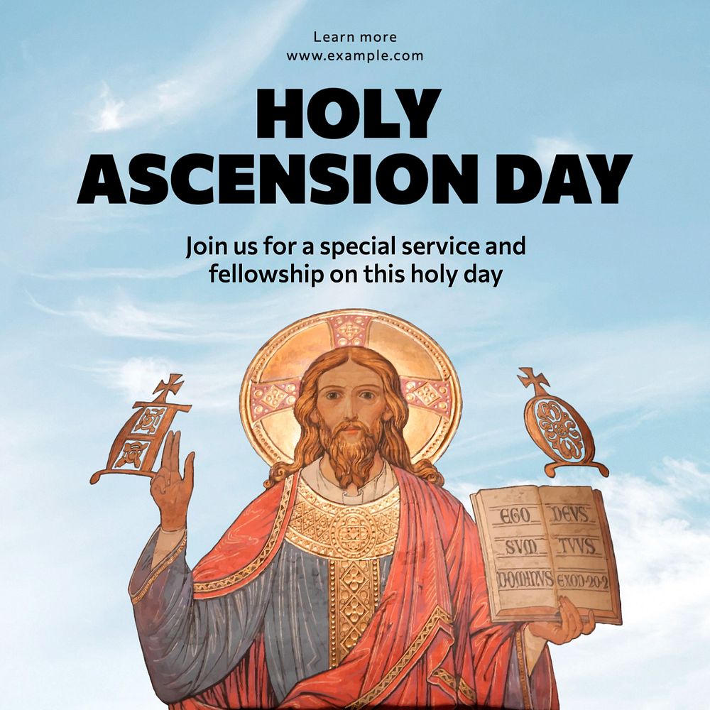 Holy ascension day Instagram post template, editable text