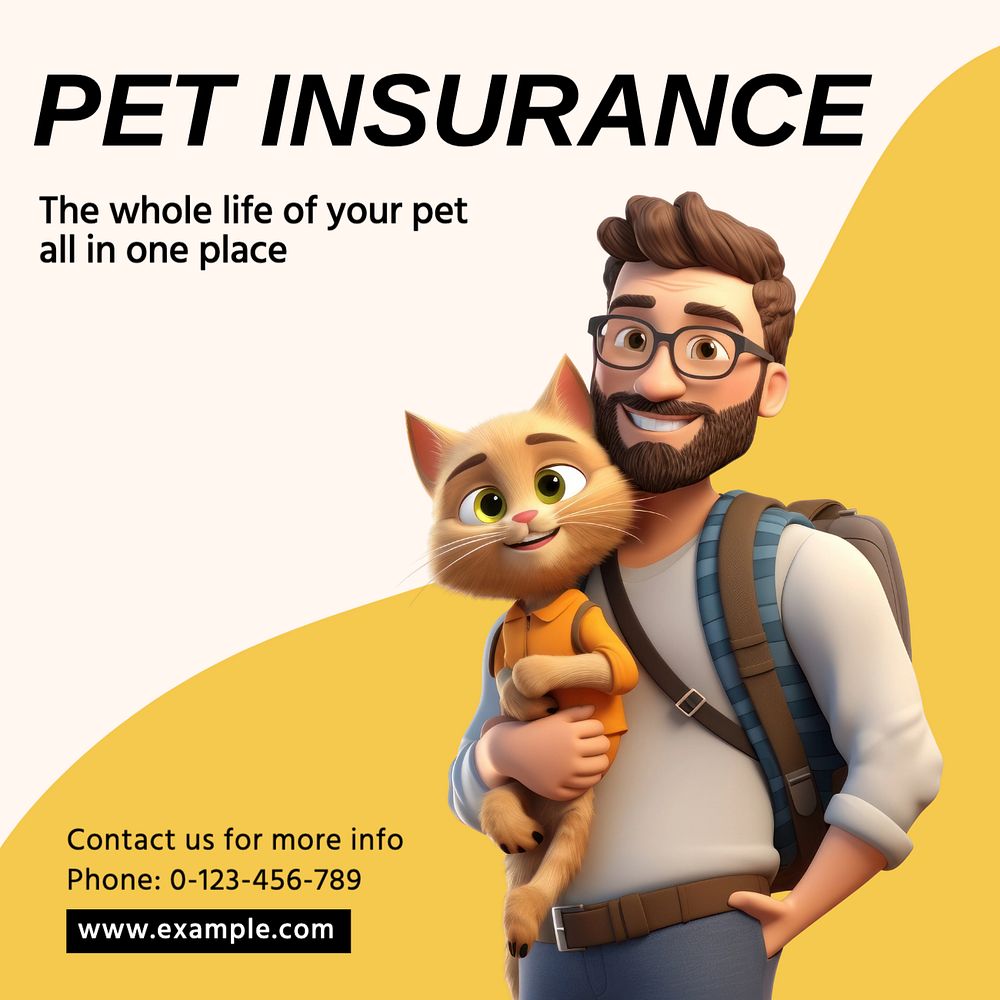 Pet insurance Instagram post template, editable text