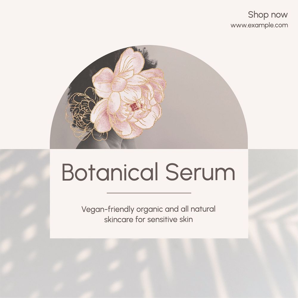 Botanical serum Instagram post template, editable text