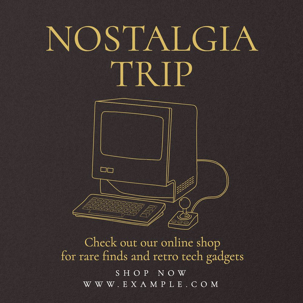 Nostalgia trip Instagram post template, editable text