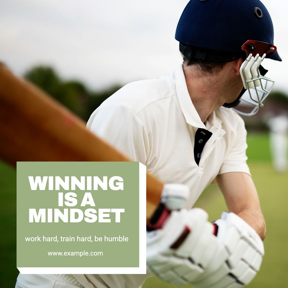 Winning is a mindset Instagram post template, editable text