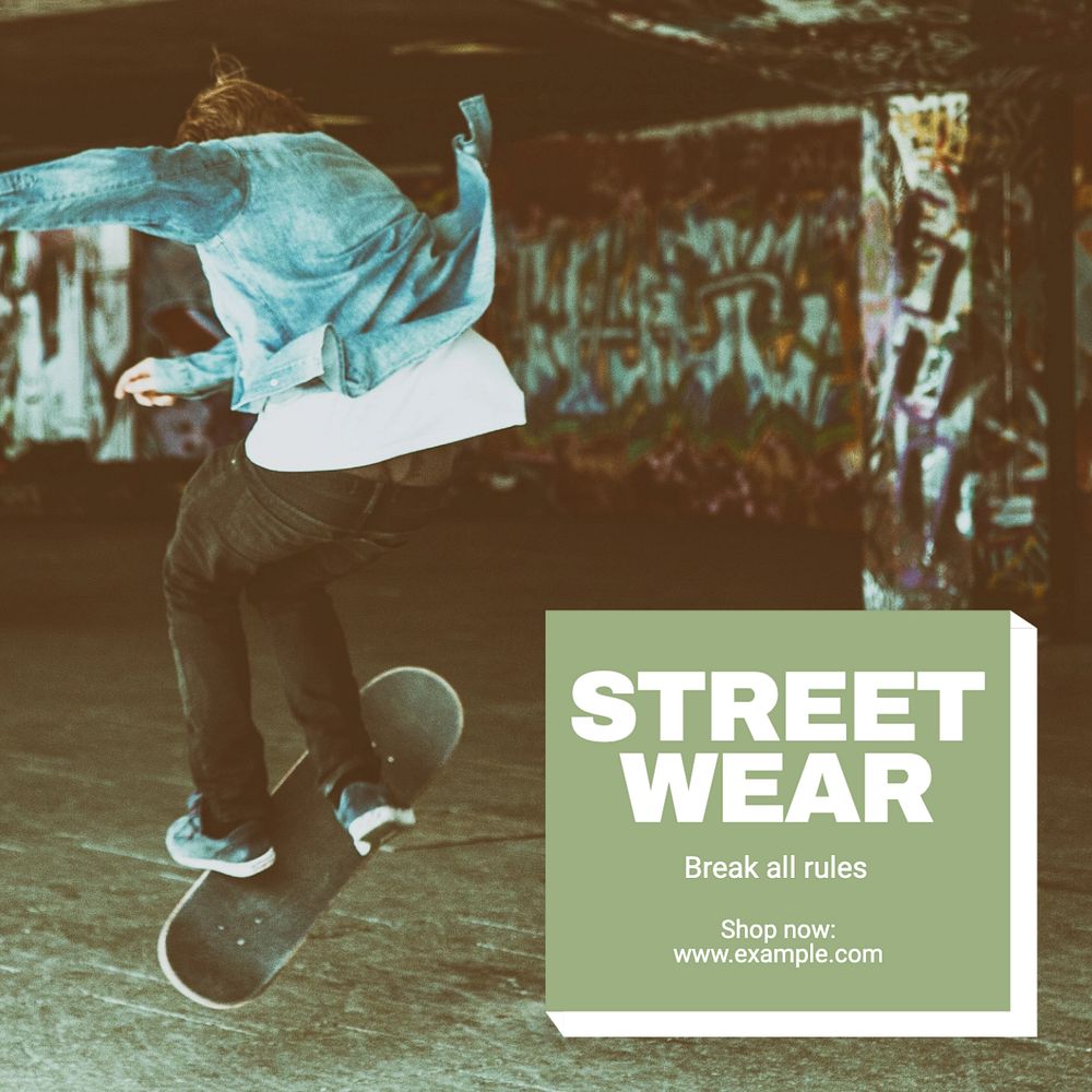 Street wear Instagram post template, editable text