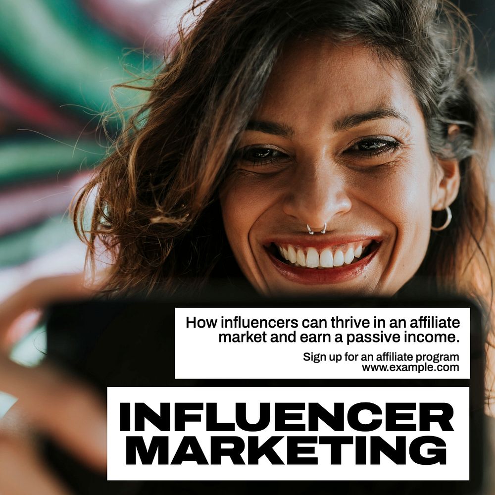 Influencer marketing Instagram post template, editable text