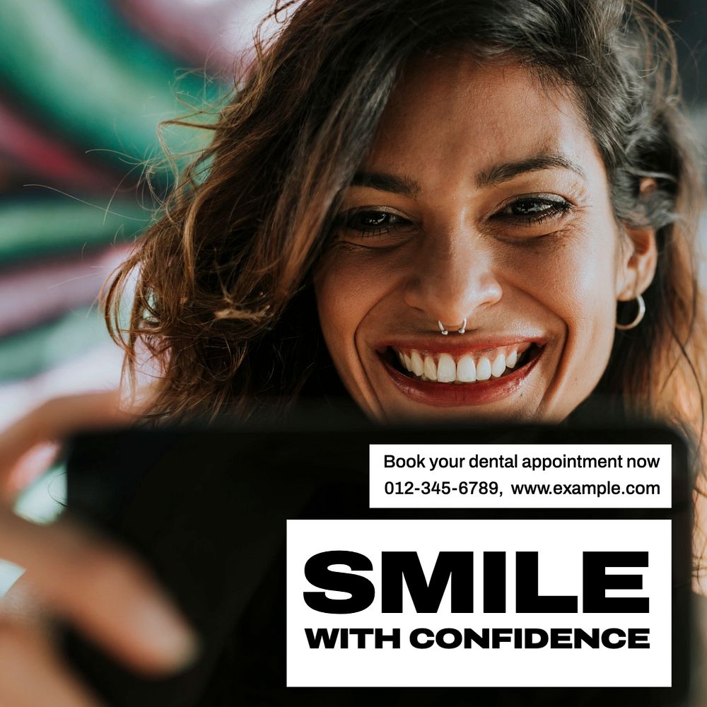 Smile with confidence Instagram post template, editable text