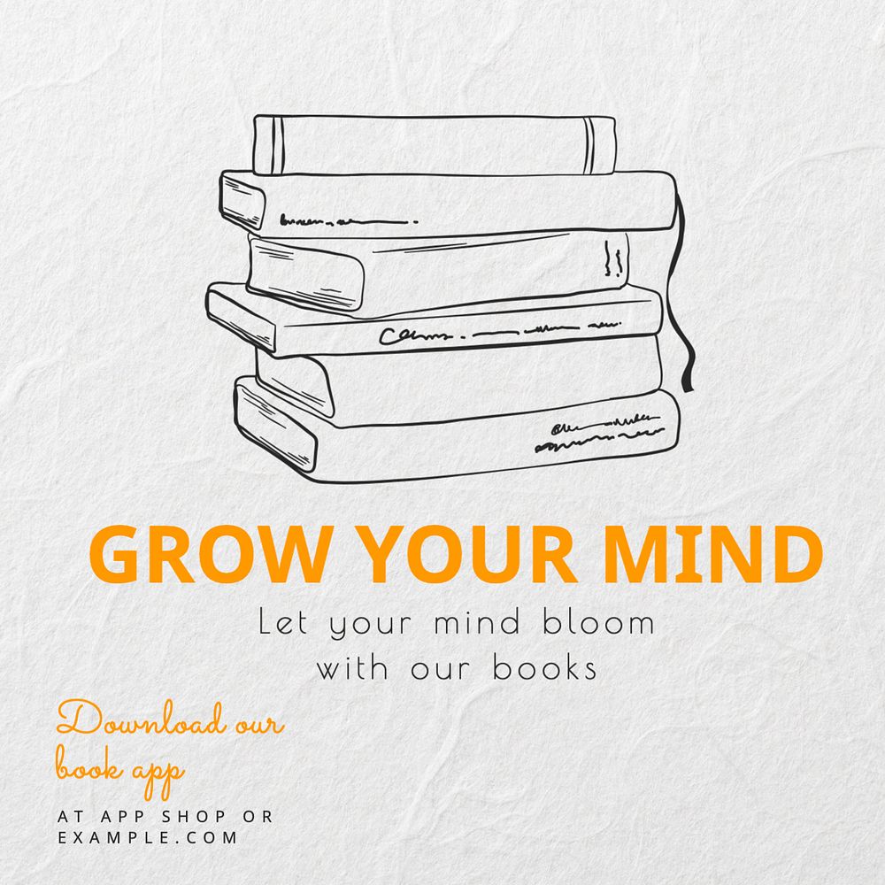 Grow your mind Instagram post template, editable text