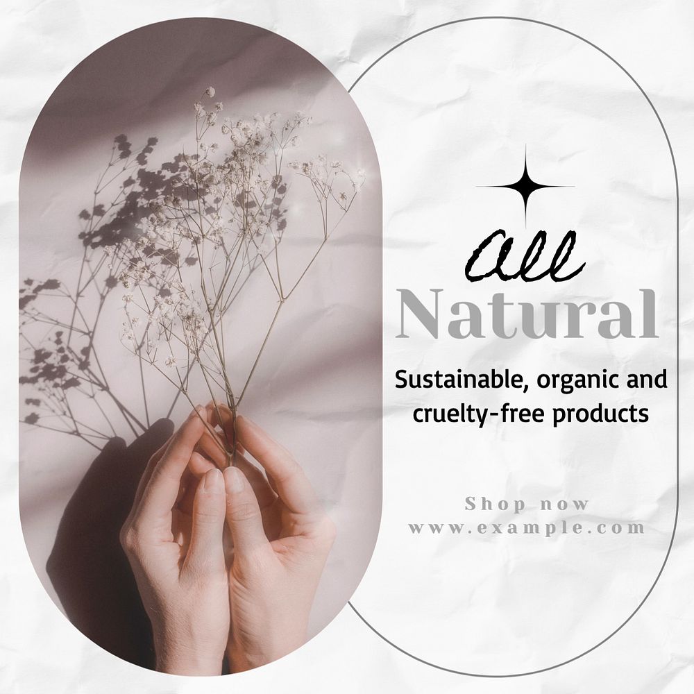 All natural Instagram post template, editable text